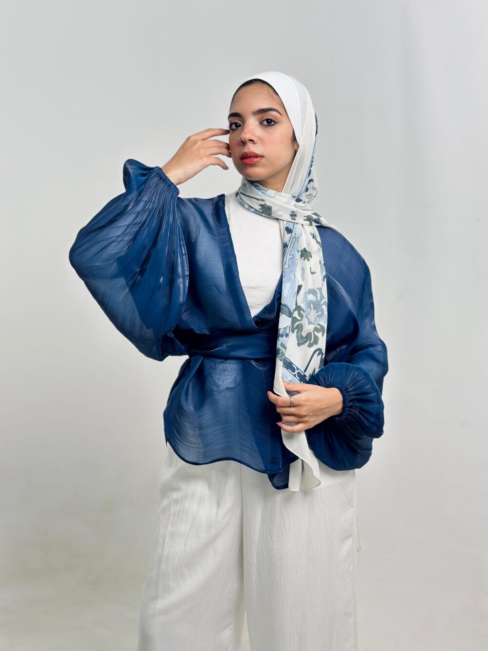 Navy blue soirée blouse