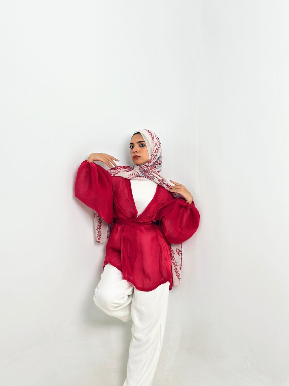 Fiery Fuchsia Red Soirée Blouse