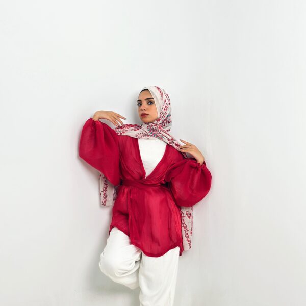 Fiery Fuchsia Red Soirée Blouse