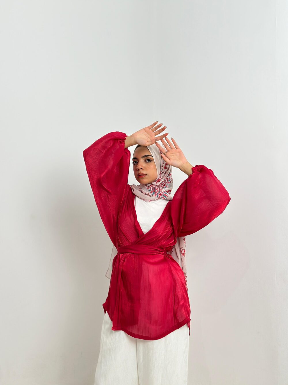 Fiery Fuchsia Red Soirée Blouse - Image 5