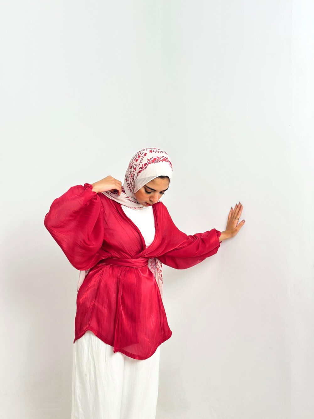 Fiery Fuchsia Red Soirée Blouse - Image 3