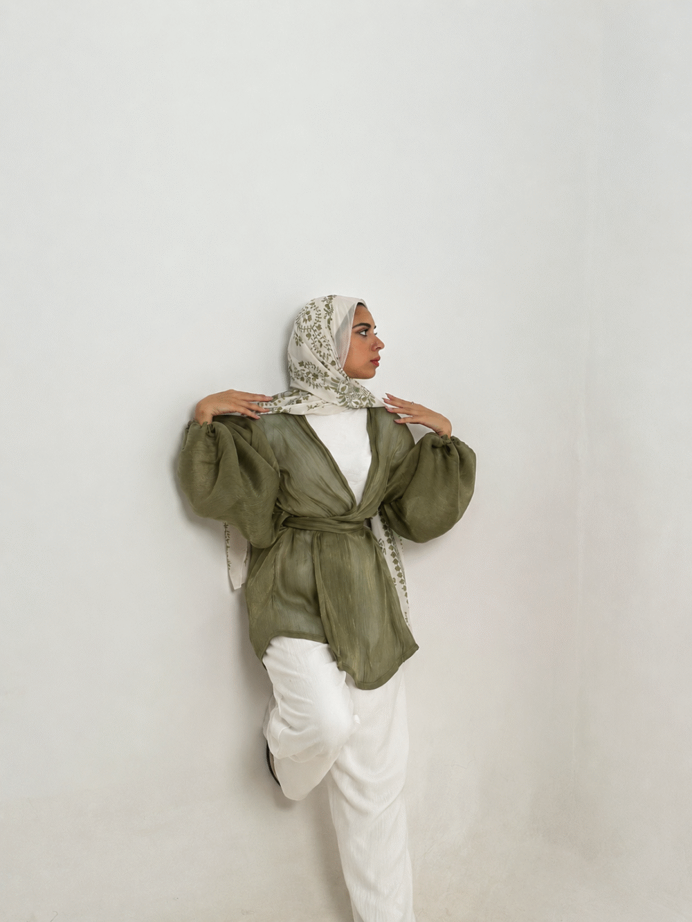 olive green soirée blouse