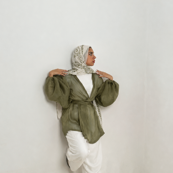 olive green soirée blouse