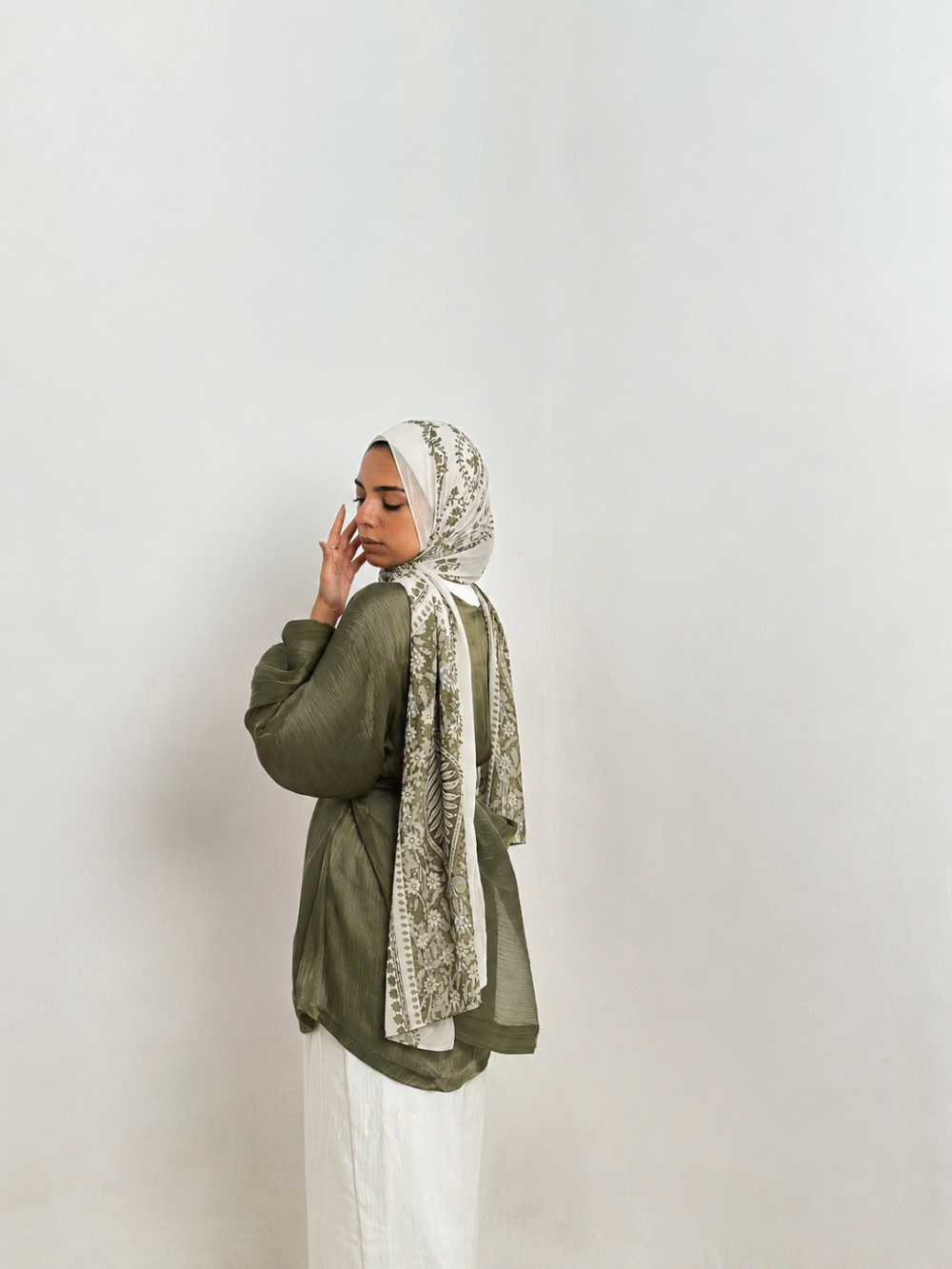 olive green soirée blouse - Image 2
